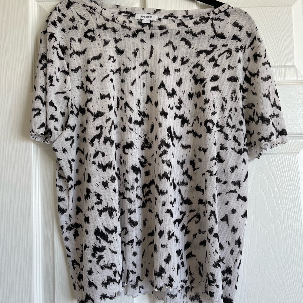 semi sheer nine west leopard top